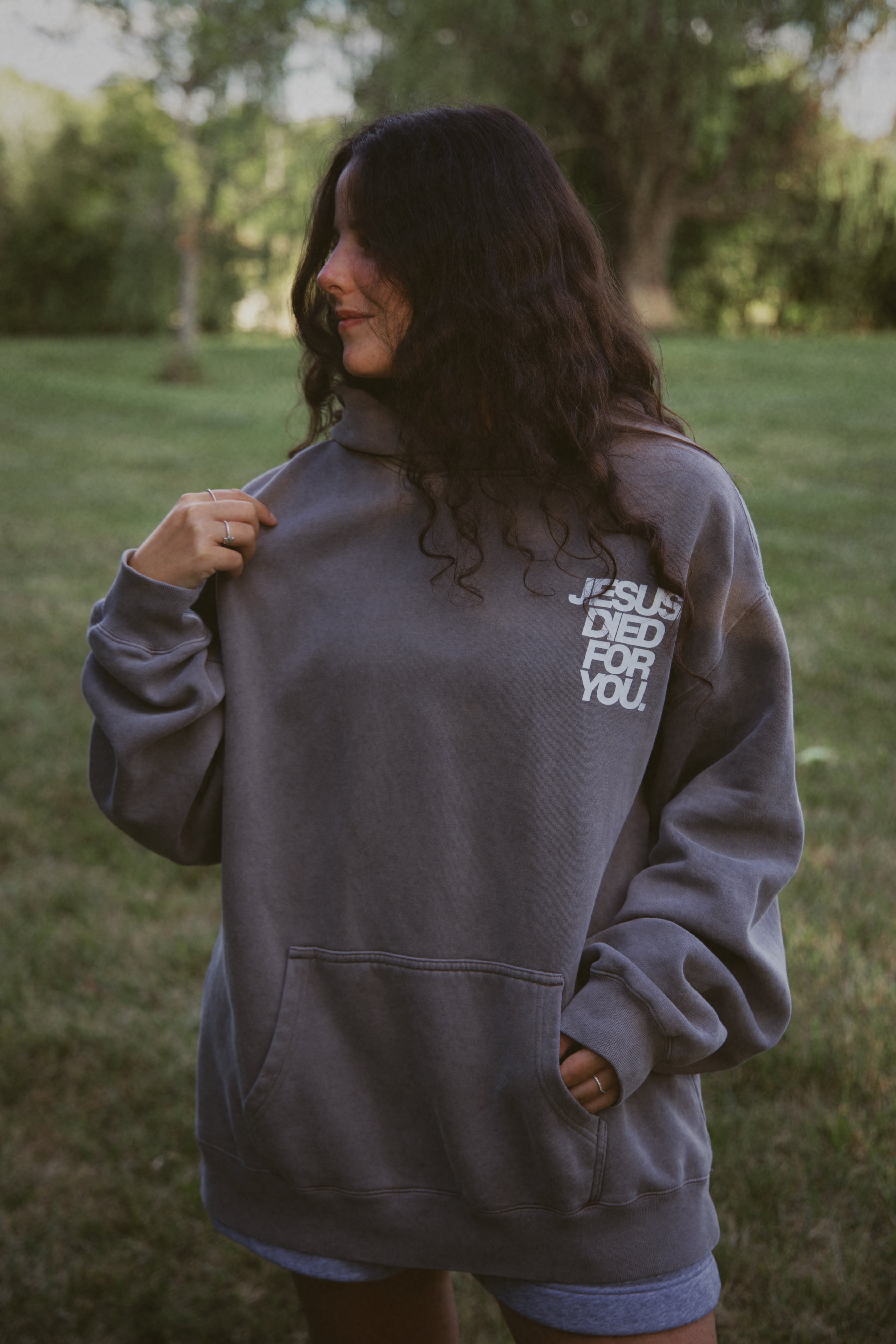 Jesus Died for You Hoodie gray front