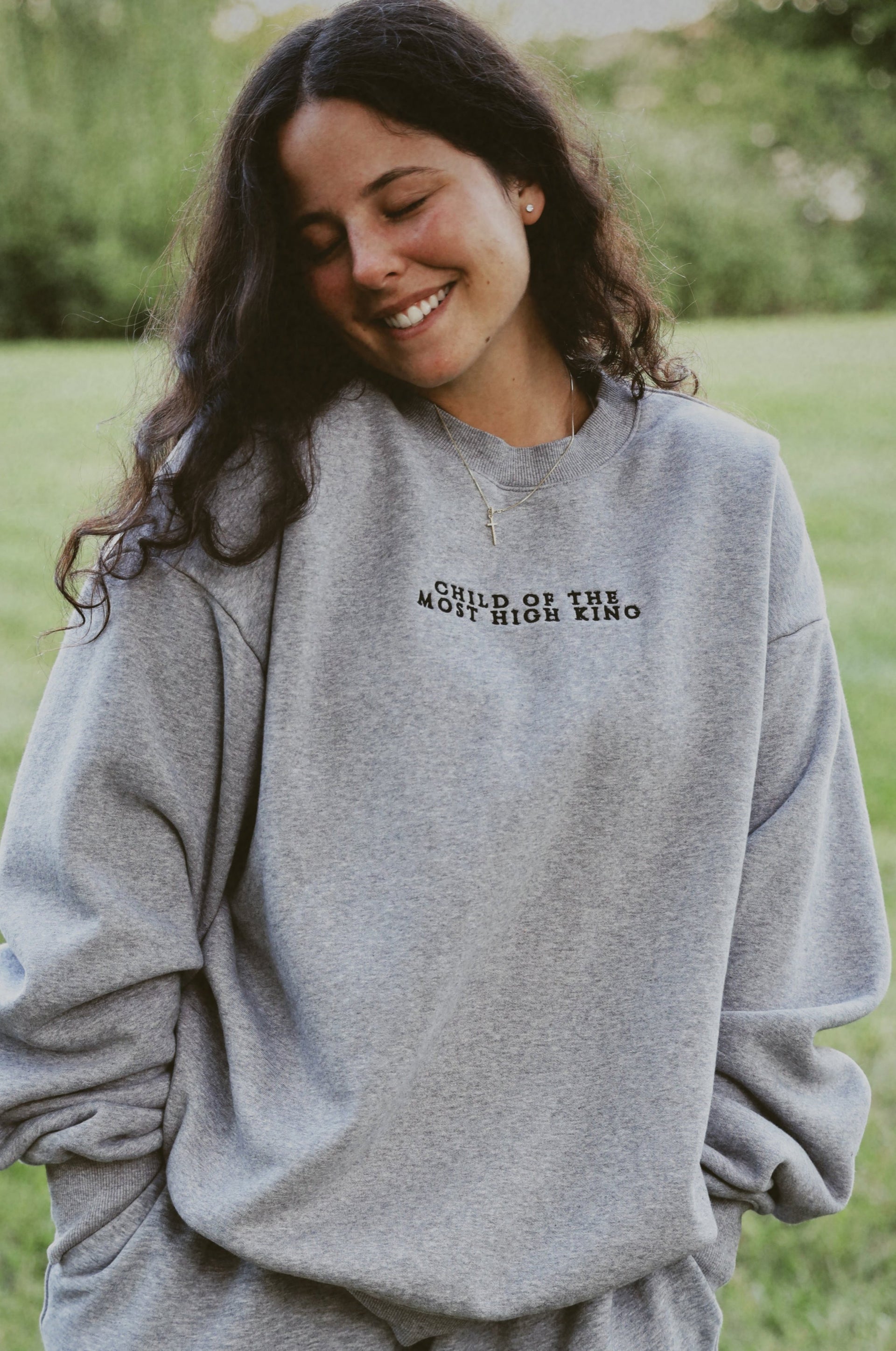 CHILD OF THE MOST HIGH KING SWEATSHIRT front embroidery detail