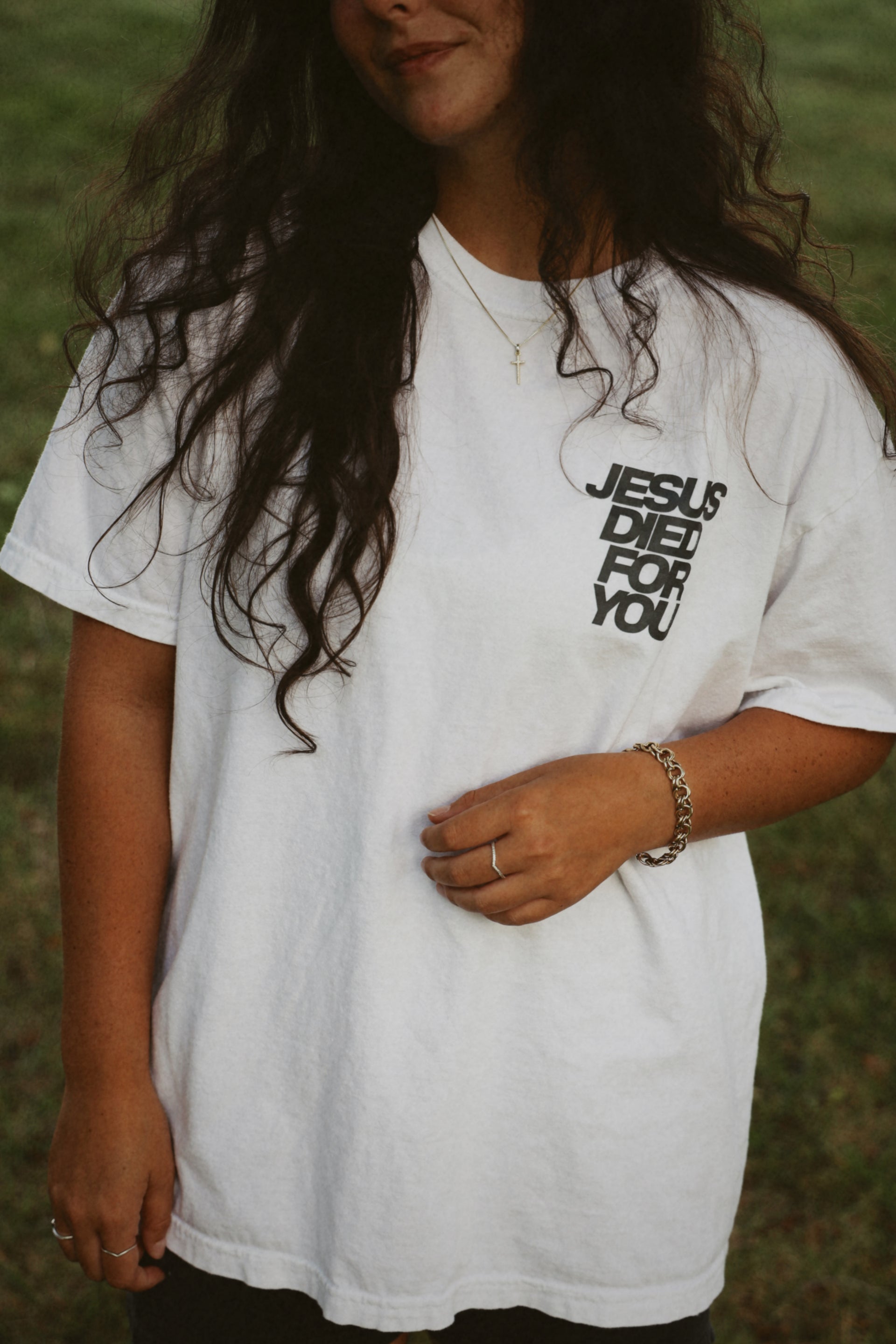 JESUS DIED FOR YOU TEE white front