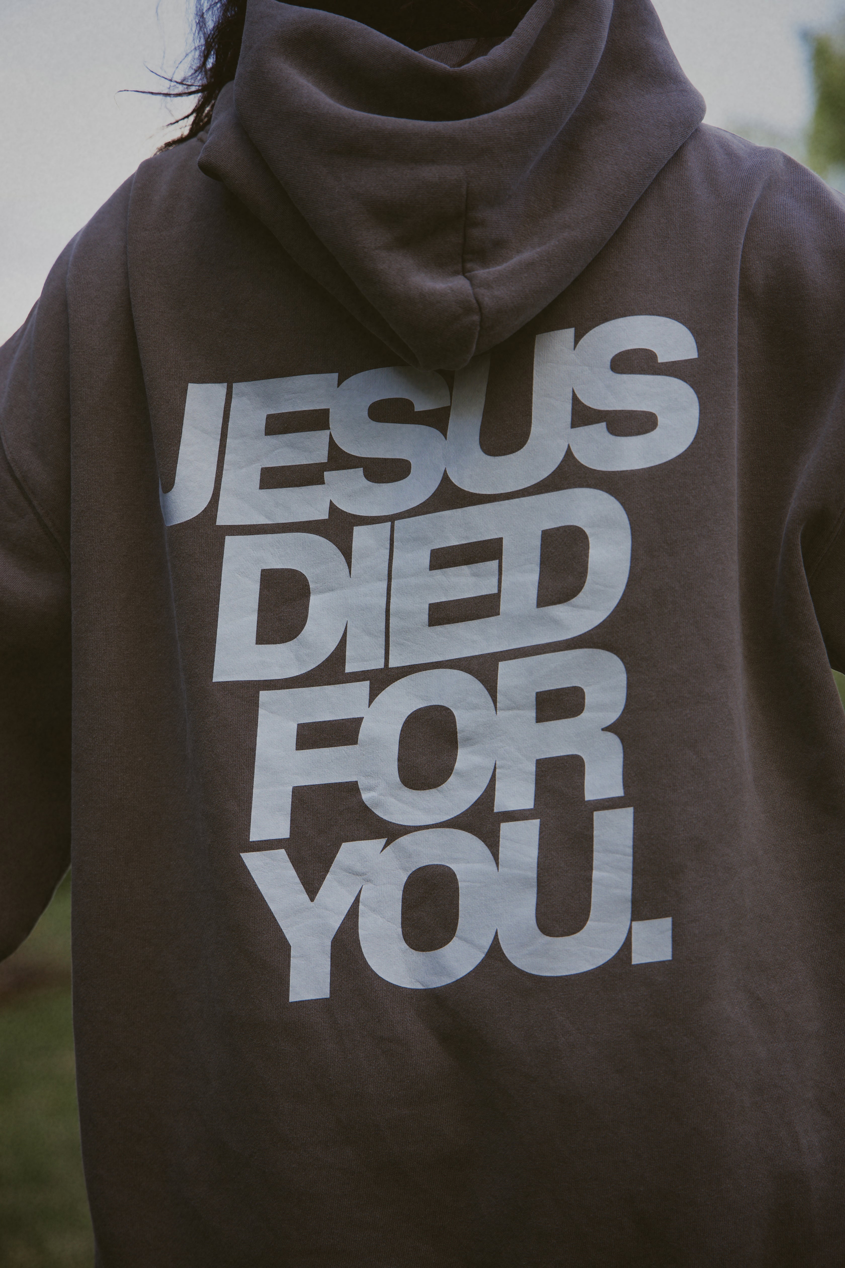 Jesus Died for You Hoodie gray back detail
