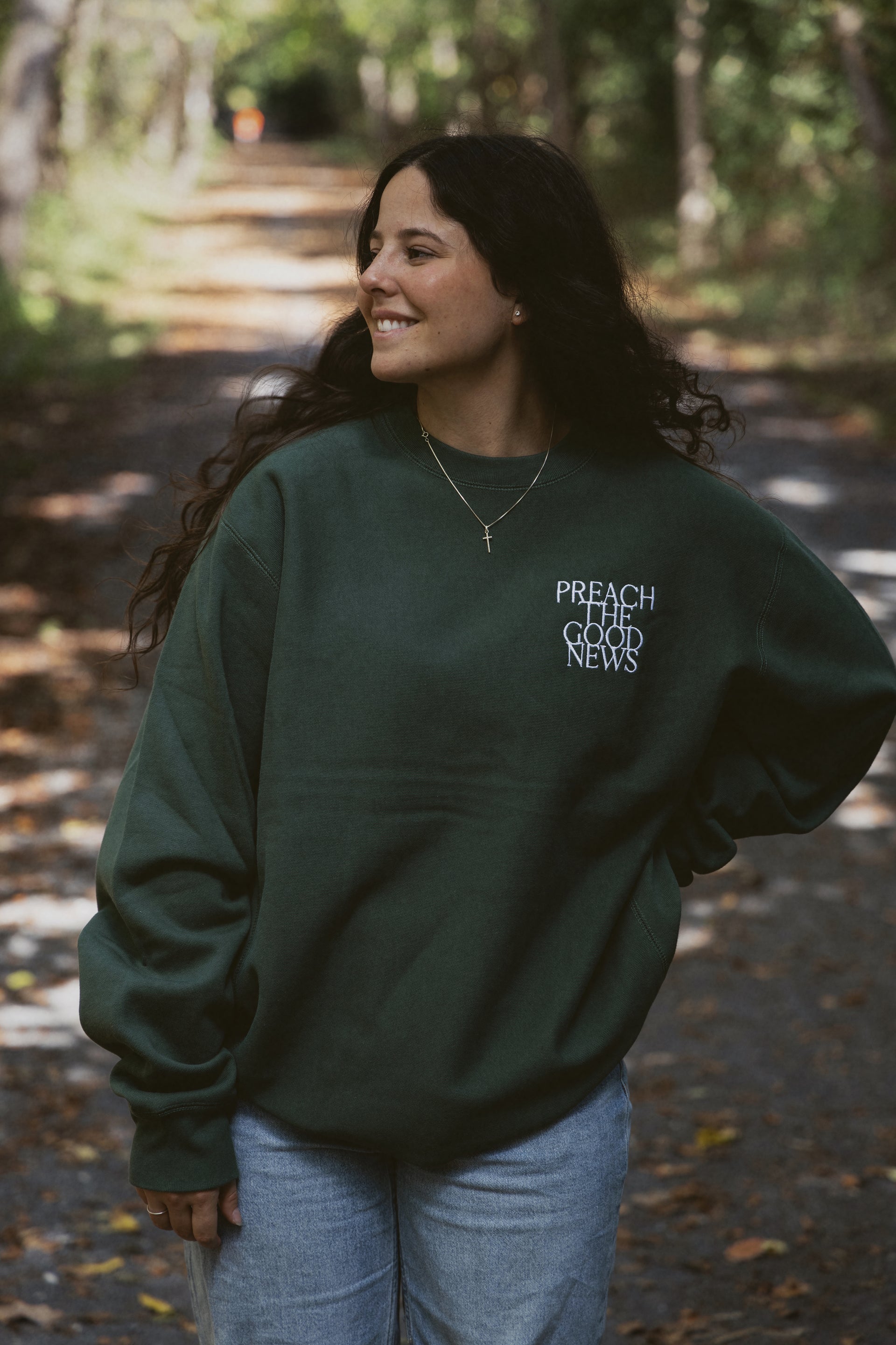 PREACH THE GOOD NEWS PREMIUM CREWNECK green front