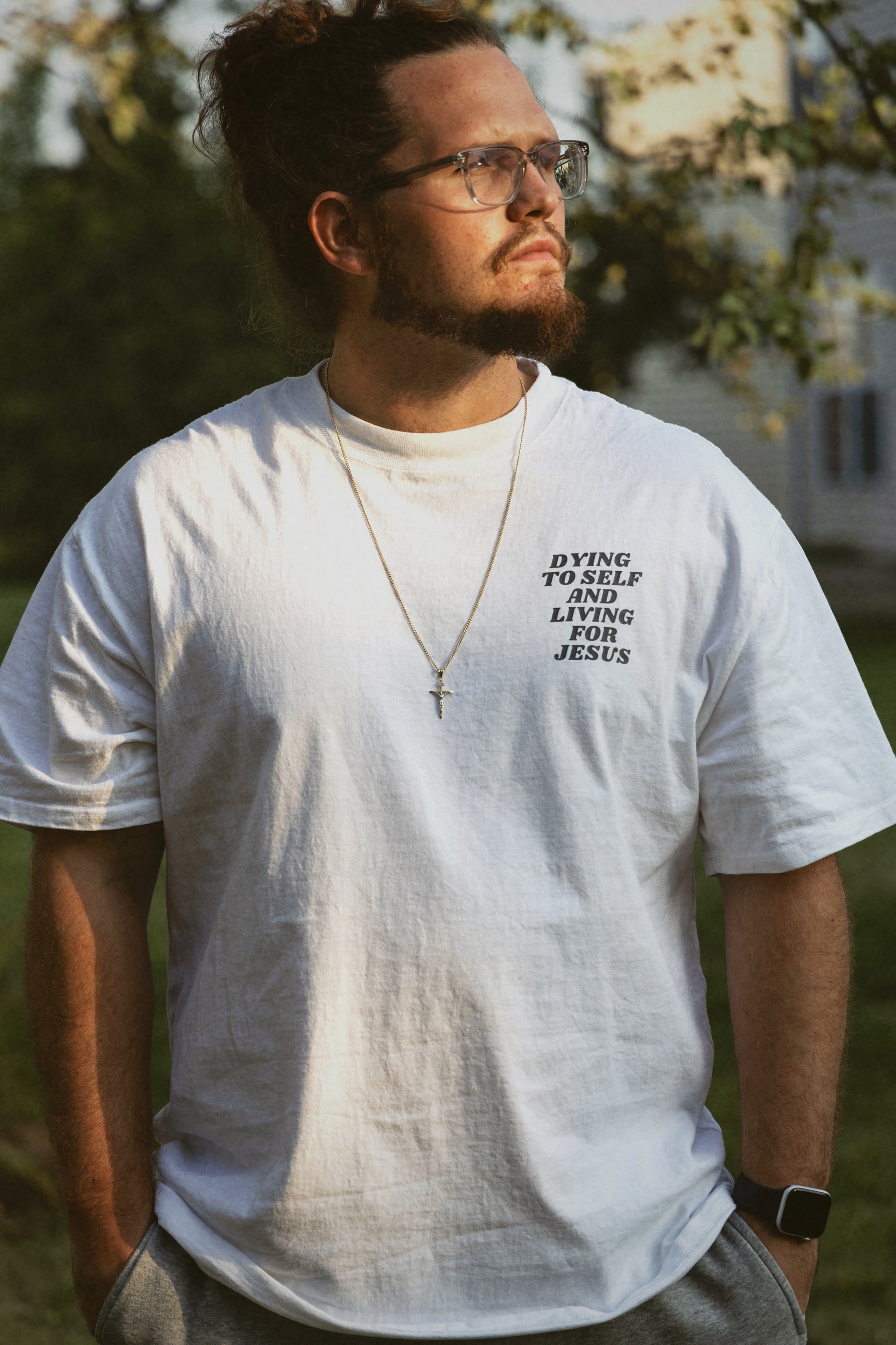 TAKE UP YOUR CROSS TEE white front