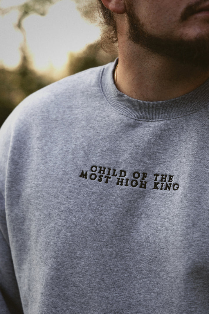 CHILD OF THE MOST HIGH KING SWEATSHIRT front detail