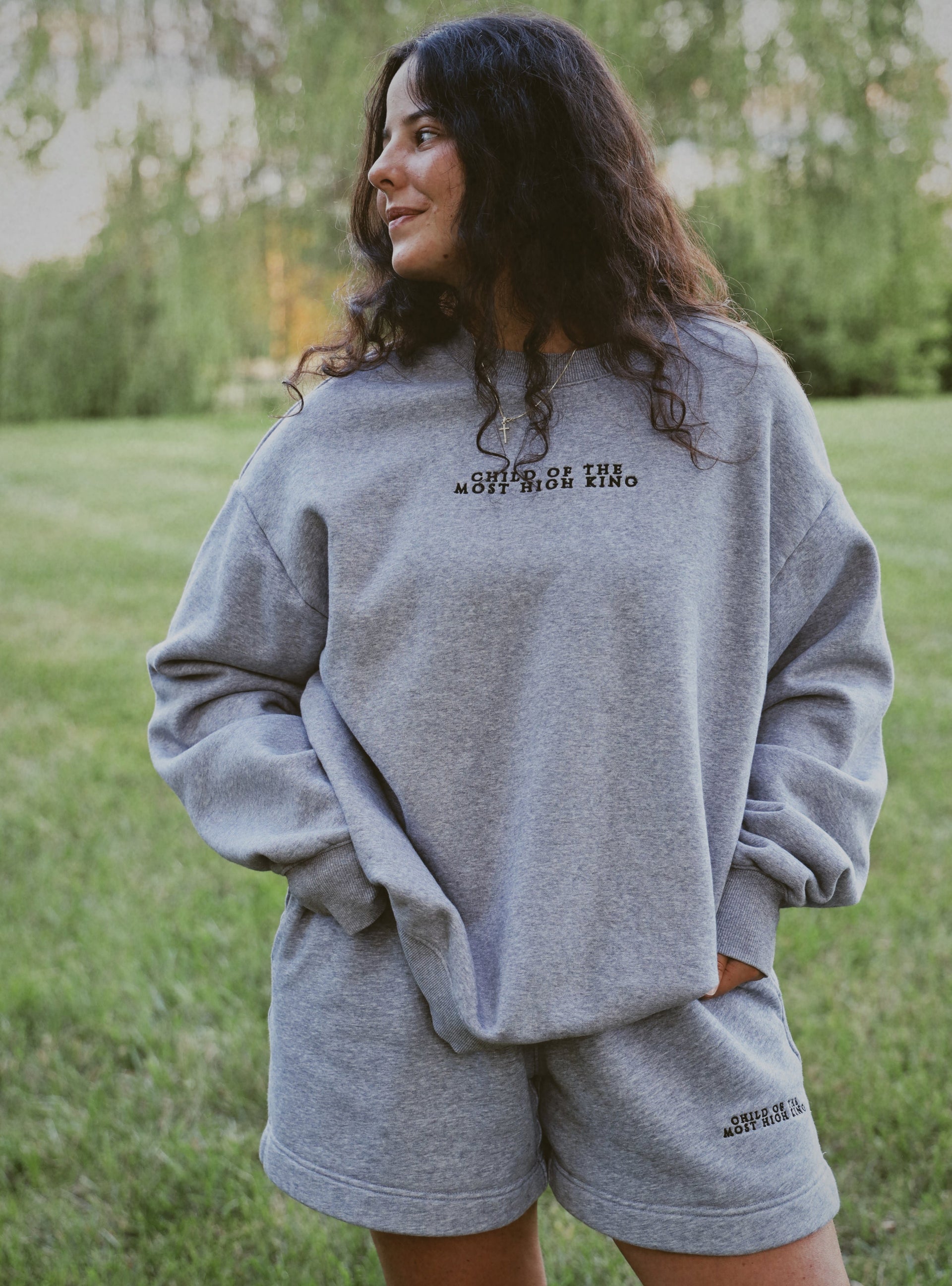 CHILD OF THE MOST HIGH KING SHORT with matching sweatshirt