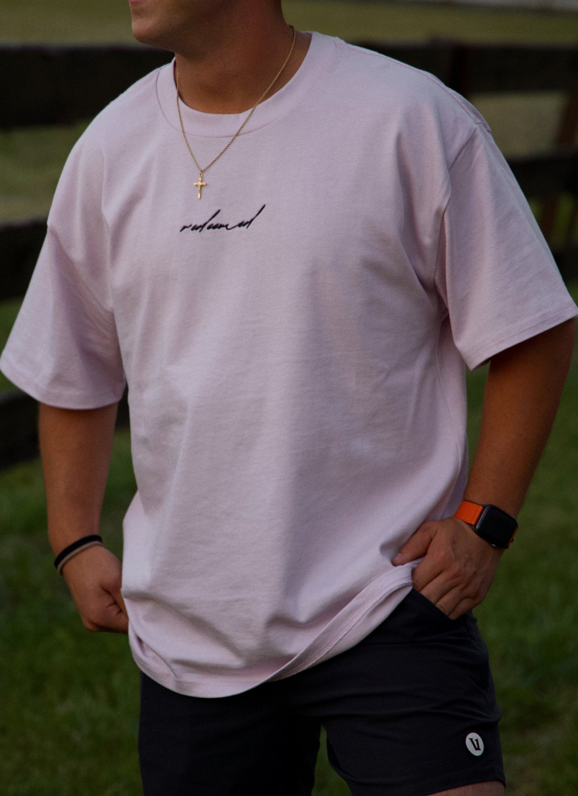 REDEEMED TEE purple front